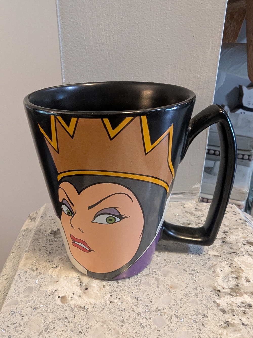 Disney Store Evil Queen Snow White Magic Mirror Black 5" Coffee Mug Tea Handle